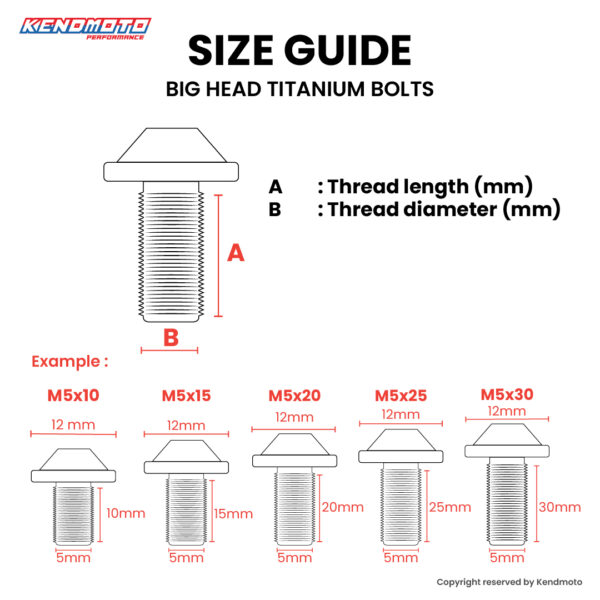 Second image of Kendmoto Baut Titanium “Big Head” – M8